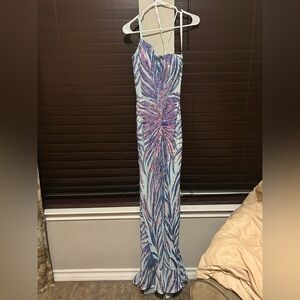 Jovani Blue and purple Sequin Dress